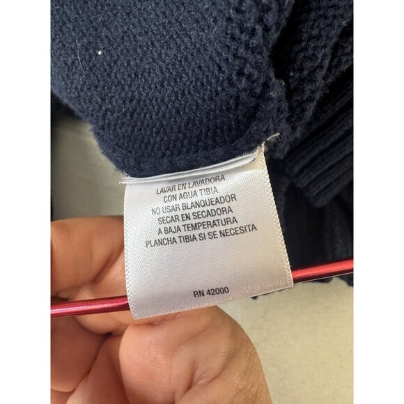 Vintage Mens XL Navy Blue Window Pane Knit Sweater Grandpa Preppy Fisherman Prep - Picture 5 of 7